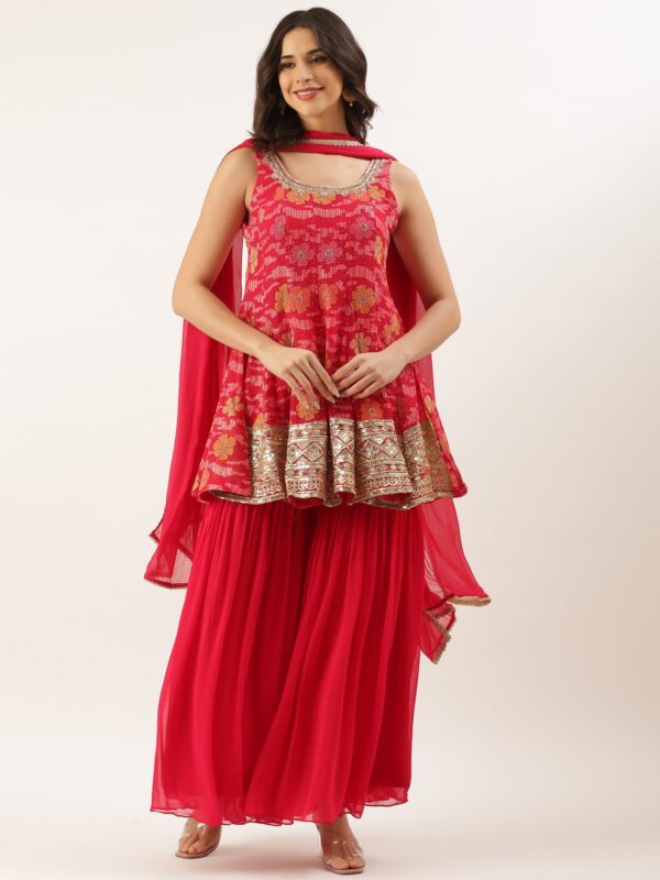 Red Printed Georgette Peplum